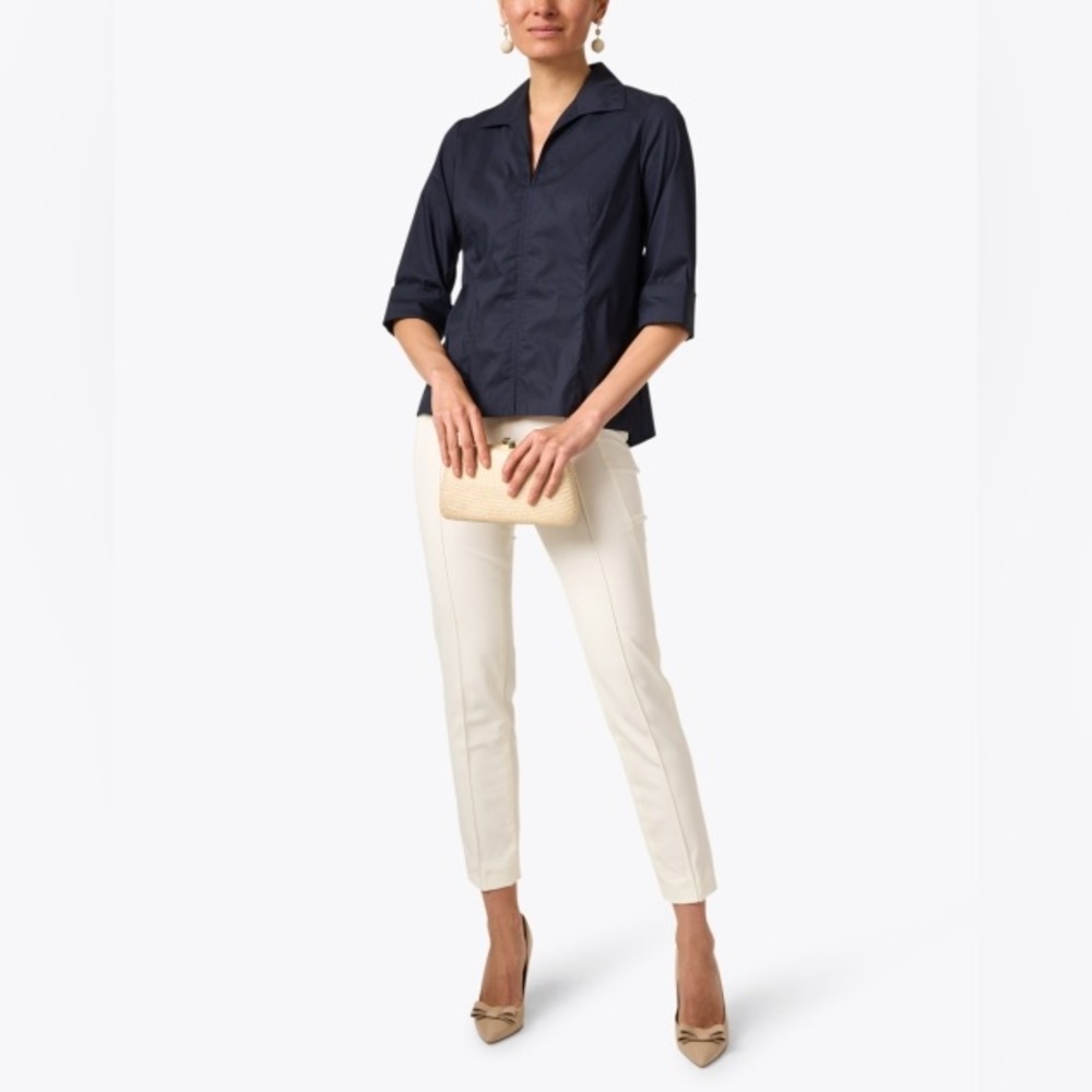Escada Designer Tuska Off-White Stretch Slim Pant 34